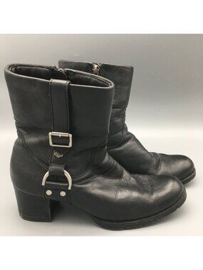 Harley Davidson Boots Womens 9 Sadie Black Leather Mid Zip 84068 Casual Cuff